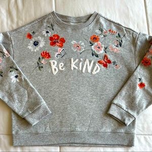 Girls Sweater - Grey - Flowers - Wonder Nation -New with Tags